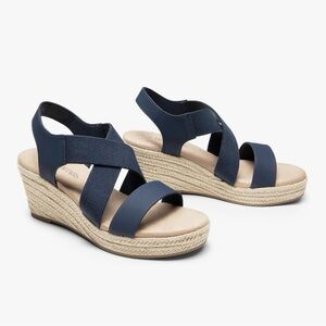 Dream Paris Navy Wedge Sandals
